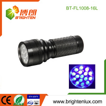 Factory Custom Made Cheap Aluminum Gem Testing 370nm-375nm Handheld 16 led Ultraviolet Torch Light